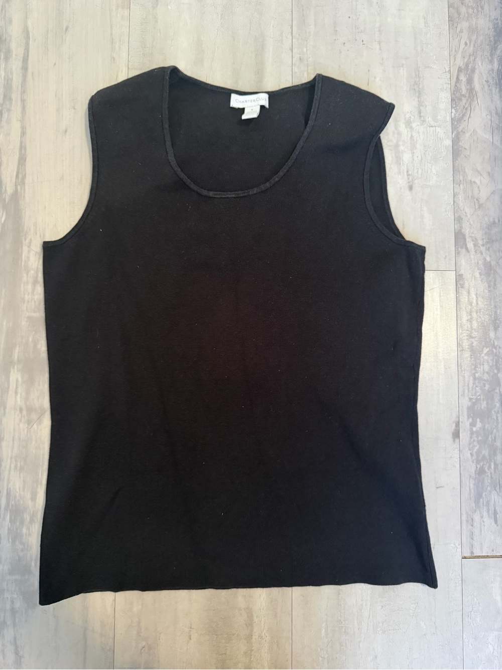 Charter Club Black Scoop Neck Knit Tank